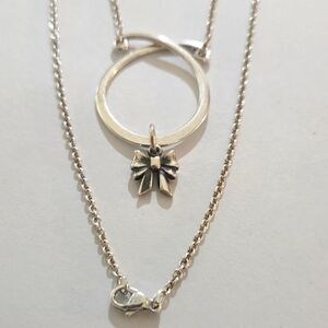 James Avery Retired Changeable Charm Necklace with Small bow charm